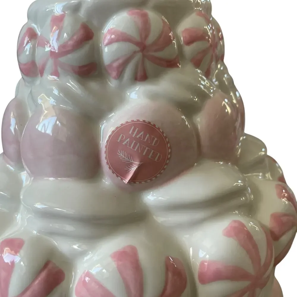 Pink Peppermint Candy Cookie Jar Holiday Canister by Peppermint & Pine NEW
